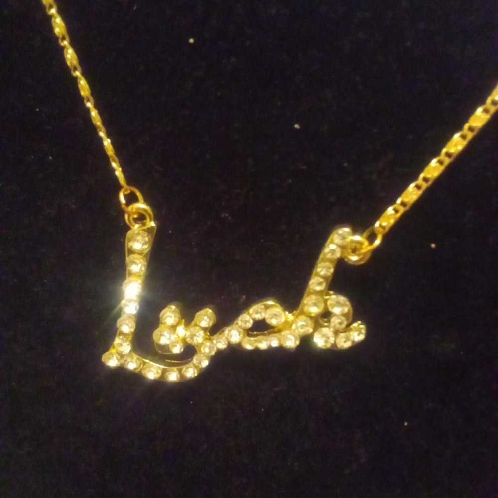 GOLD TONE CRYSTAL LUCK NECKLACE - Picture 2 of 9